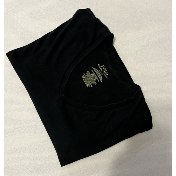 Polo Ralph Lauren T-Shirt Black Mens Medium M Embroidered V Neck Casual - Picture 5 of 5